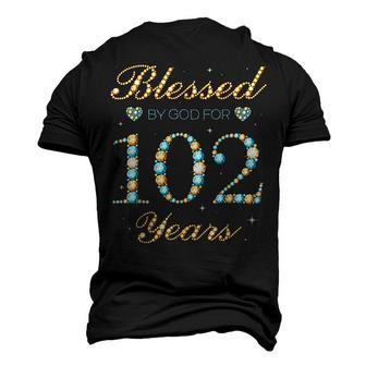 Blessed By God For 102 Years Old 102Nd Birthday Party Cute Men's 3D T-shirt Back Print - Seseable