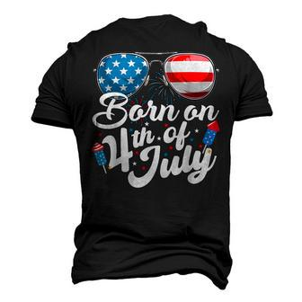 Born On 4Th Of July Birthday Sunglasses Fireworks Patriotic Men's 3D T-shirt Back Print - Seseable
