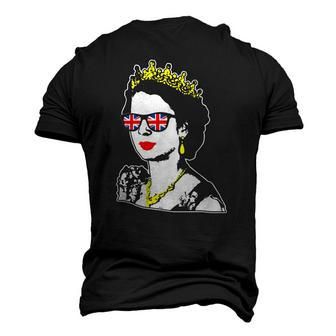 British Elizabeth Ii Union Jack Sunglasses Meme Men's 3D T-Shirt Back Print | Mazezy