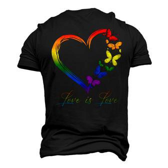 Butterfly Heart Rainbow Love Is Love Lgbt Gay Lesbian Pride Men's 3D T-Shirt Back Print | Mazezy
