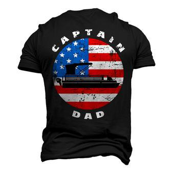 Mens Captain Dad Pontoon Boat Retro Us Flag 4Th Of July Boating Men's 3D T-shirt Back Print - Seseable