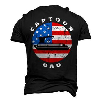 Mens Captoon Dad Pontoon Boat Captain Us Flag 4Th Of July Boating Men's 3D T-shirt Back Print - Seseable