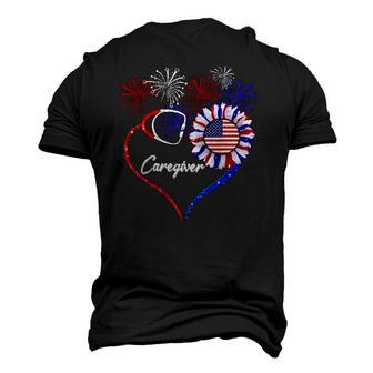 Caregiver Sunflower American Flag 4Th Of Julygifts Men's 3D T-Shirt Back Print | Mazezy