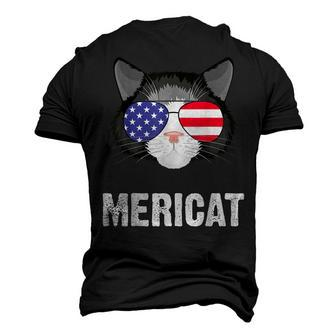 Cat American Flag Independence Day Mericat 4Th Of July Men's 3D T-shirt Back Print - Seseable