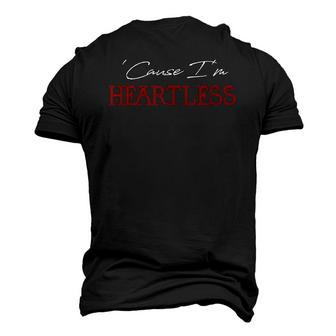 Cause Im Heartless Red Text Navy Black Men's 3D T-Shirt Back Print | Mazezy