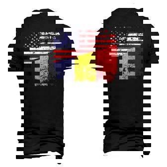 Chadian Roots Half American Flag Usa Chad Flag Men's 3D T-Shirt Back Print | Mazezy