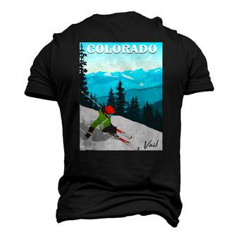 Colorado Vail Mountains Retro Travel Graphic Men's 3D T-Shirt Back Print | Mazezy
