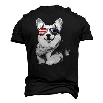 Corgi American Flag Sunglasses4th Of July Corgi Men's 3D T-Shirt Back Print | Mazezy