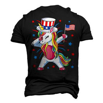 Dabbing Unicorn 4Th Of July Uncle Sam Girls American Flag Men's 3D T-shirt Back Print - Seseable