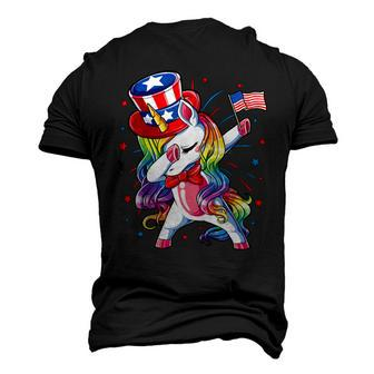 Dabbing Unicorn 4Th Of July Independence Day Men's 3D Print Graphic Crewneck Short Sleeve T-shirt - Monsterry