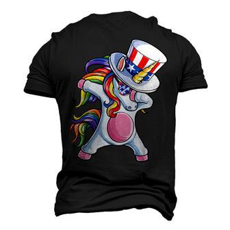 Dabbing Unicorn Uncle Sam T 4Th Of July Kids Girls Boy Men's 3D T-shirt Back Print - Seseable