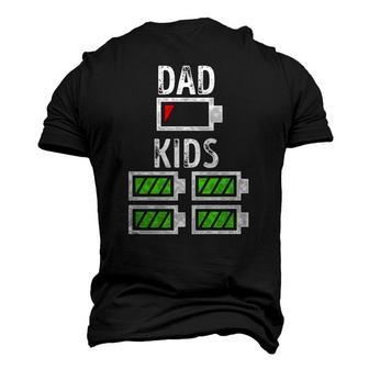 Dad Of Four Low Battery Father Of 4 Kids Dad Men's 3D T-Shirt Back Print | Mazezy