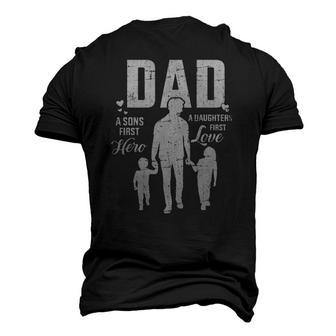 Mens Dad Sons First Hero Daughters Love For Fathers Day Men's 3D T-Shirt Back Print | Mazezy