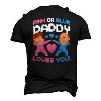 Daddy Loves You Pink Blue Gender Reveal Newborn Announcement Men's 3D T-Shirt Back Print | Mazezy