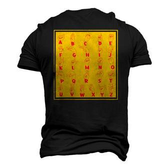 Deafness Alphabet Sign Language Deaf Hearing Gesture Men's 3D T-Shirt Back Print | Mazezy