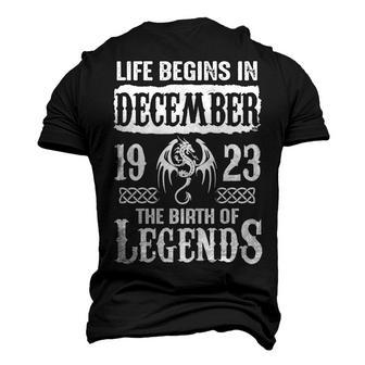 December 1923 Birthday Life Begins In December 1923 Men's 3D T-shirt Back Print - Seseable