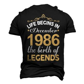 December 1986 Birthday Life Begins In December 1986 V2 Men's 3D T-shirt Back Print - Seseable