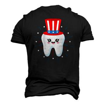 Dental Tooth Uncle Sam Hat 4Th Of July Usa Flag Dentist Men's 3D T-Shirt Back Print | Mazezy