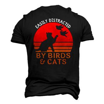 Easily Distracted By Birds And Cats Bird And Cat Lover Men's 3D T-Shirt Back Print | Mazezy