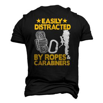 Easily Distracted By Ropes & Carabiners Rock Climbing Men's 3D T-Shirt Back Print | Mazezy