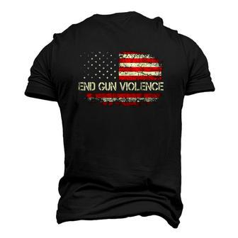 End Gun Violence Vintage American Flag Men's 3D T-Shirt Back Print | Mazezy