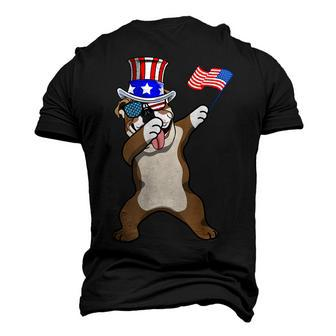 English Bulldog Dabbing Dog Dad 4Th Of July Men's 3D T-shirt Back Print - Seseable