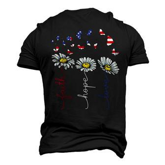Faith Hope Love 4Th July Daisy Flowers Butterflies Us Flag Men's 3D T-shirt Back Print - Seseable