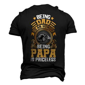 Father Grandpa Being Dad Is An Honor Being Papa Is Priceless Father Day 21 Family Dad Men's 3D Print Graphic Crewneck Short Sleeve T-shirt - Monsterry