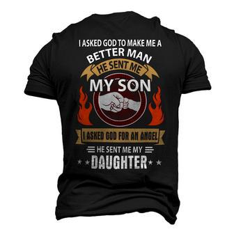 Father Grandpa I Asked Go To Make Me A Better Man He Sent Me My Son 128 Family Dad Men's 3D Print Graphic Crewneck Short Sleeve T-shirt - Monsterry