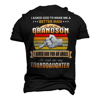 Father Grandpa I Asked God To Make Me A Better Man He Sent Me Grandson 126 Family Dad Men's 3D Print Graphic Crewneck Short Sleeve T-shirt - Monsterry
