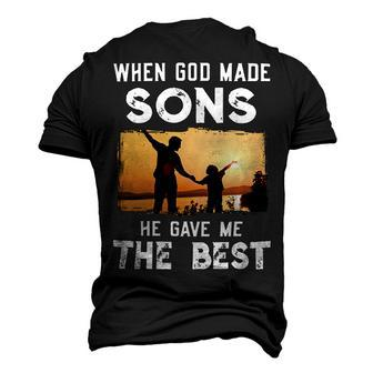 Father Grandpa When God Made Sons He Gave Me The Best 145 Family Dad Men's 3D Print Graphic Crewneck Short Sleeve T-shirt - Monsterry