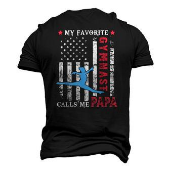 Mens My Favorite Gymnast Calls Me Papa Usa Flag Fathers Day Men's 3D T-Shirt Back Print | Mazezy