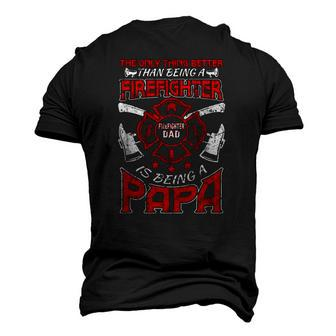 Firefighter Papa Fire Fighter Dad For Fathers Day Fireman Men's 3D T-Shirt Back Print | Mazezy