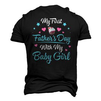My First Fathers Day With My Baby Girl Daughter Daddy Men's 3D T-Shirt Back Print | Mazezy