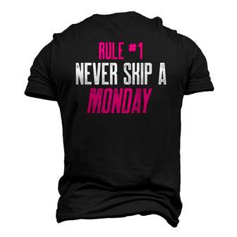 Fitness Gym Inspiration Quote Rule 1 Never Skip A Monday Men's 3D T-Shirt Back Print | Mazezy