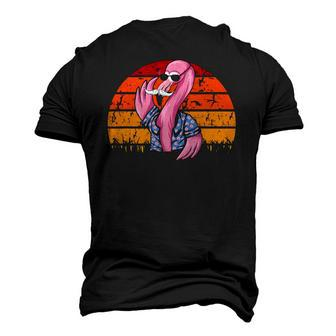Flamingo Dad Fathers Day Retro Bird Animal Lover Zoo-Keeper Men's 3D T-Shirt Back Print | Mazezy