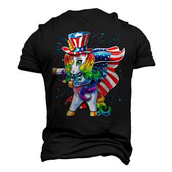 Flossing Unicorn 4Th Of July American Flag Uncle Sam Girls Men's 3D T-shirt Back Print - Seseable