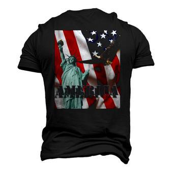 Fourth Of July Flag Eagle Statue Of Liberty American Patriot Men's 3D T-Shirt Back Print | Mazezy