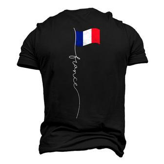 France Signature Flag Pole - Elegant Patriotic French Flag Men's 3D T-shirt Back Print - Seseable