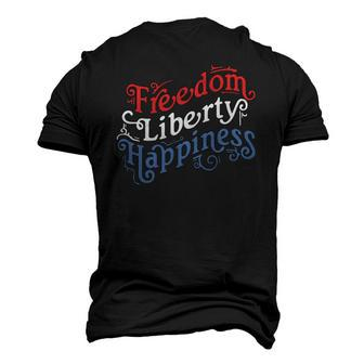 Freedom Liberty Happiness Red White And Blue Men's 3D T-Shirt Back Print | Mazezy