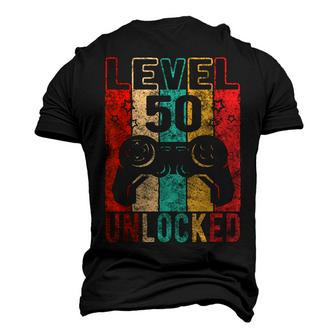Fun 50Th Birthday Level 50 Unlocked Retro Graphic Birthday Men's 3D T-shirt Back Print - Seseable