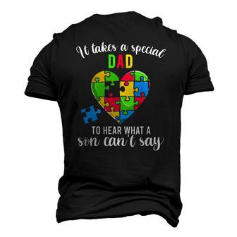Fun Heart Puzzle S Dad Autism Awareness Support Men's 3D T-Shirt Back Print | Mazezy