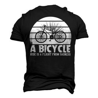 Funny Bicycle I Ride Fun Hobby Race Quote A Bicycle Ride Is A Flight From Sadness Men's 3D Print Graphic Crewneck Short Sleeve T-shirt - Monsterry DE