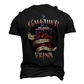 Gallaher Blood Runs Through My Veins Name Men's 3D Print Graphic Crewneck Short Sleeve T-shirt - Monsterry DE