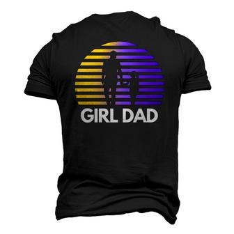 Girl Dad Sunset Father Of Daughters Purple And Gold Classic Men's 3D T-Shirt Back Print | Mazezy