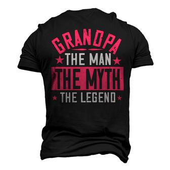 Grandpa The Man Themyth The Legend Papa T-Shirt Fathers Day Gift Men's 3D Print Graphic Crewneck Short Sleeve T-shirt - Monsterry