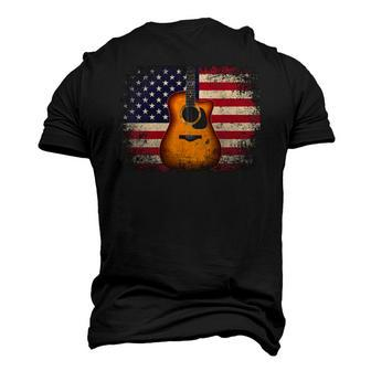 Guitar 4Th Of July American Flag Usa Country Music Men's 3D T-Shirt Back Print | Mazezy