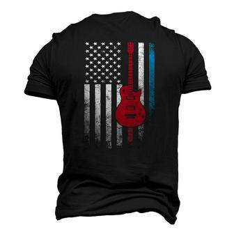 Guitar Music Musician 4Th Of July American Flag Usa America Men's 3D T-Shirt Back Print | Mazezy UK