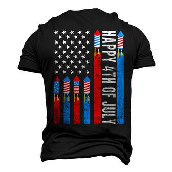 Happy 4Th Of July American Flag Fireworks Patriotic Outfits Men's 3D T-Shirt Back Print | Mazezy
