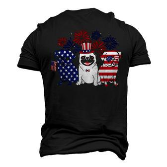 Happy 4Th July Three Blue White Pug And Red Men's 3D T-shirt Back Print - Seseable